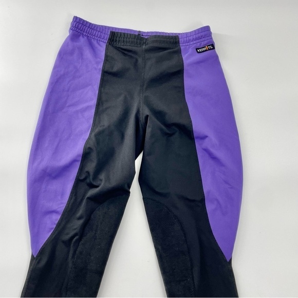 Kerrits Flow Rise Knee Patch Performance Tight Equestrian Purple and Black Small - Picture 2 of 11